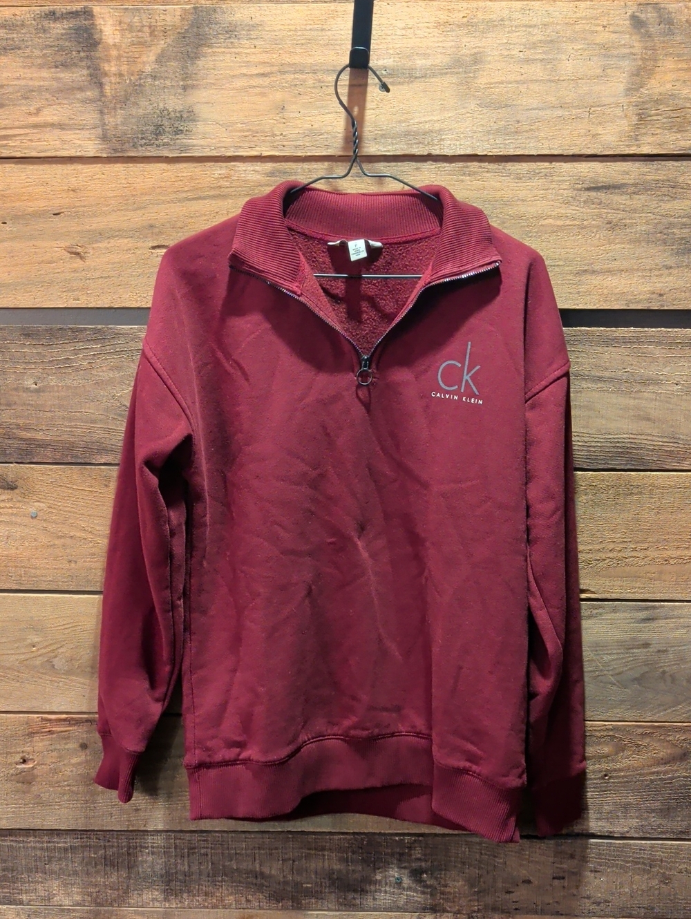 Calvin Klein Men's Wine Half-Zip Sweater with CK Logo